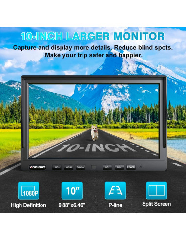 Sistema de Cámara de Respaldo Inalámbrico Fookoo 10" HD