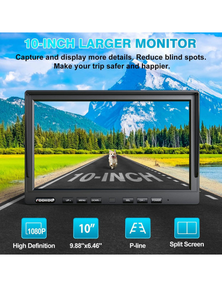 Sistema de Cámara de Respaldo Inalámbrico Fookoo 10" HD