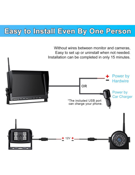 Sistema de Cámara de Respaldo Inalámbrico Fookoo 10" HD