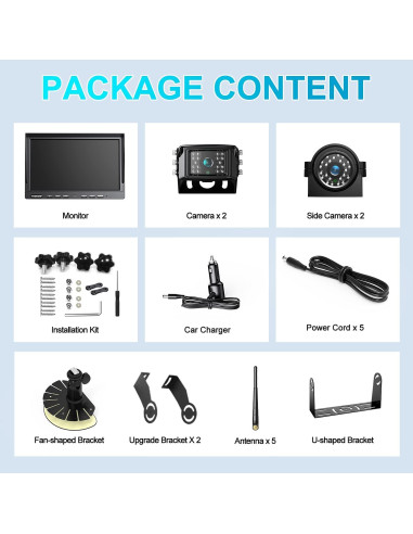 Sistema de Cámara de Respaldo Inalámbrico Fookoo 10" HD