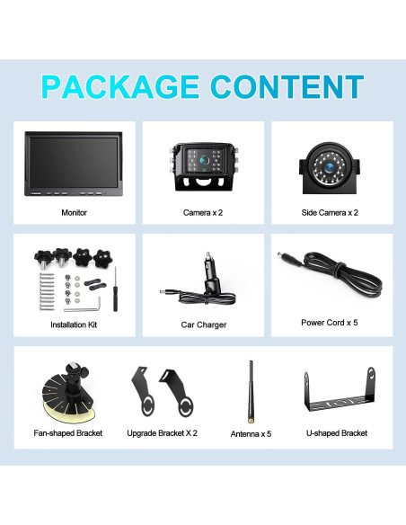 Sistema de Cámara de Respaldo Inalámbrico Fookoo 10" HD