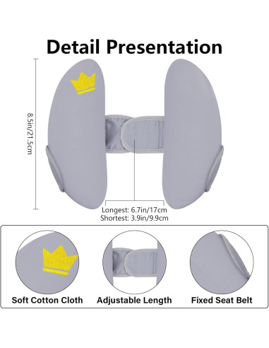 Soporte de Cabeza para Silla de Auto Bebé Gris Ajustable