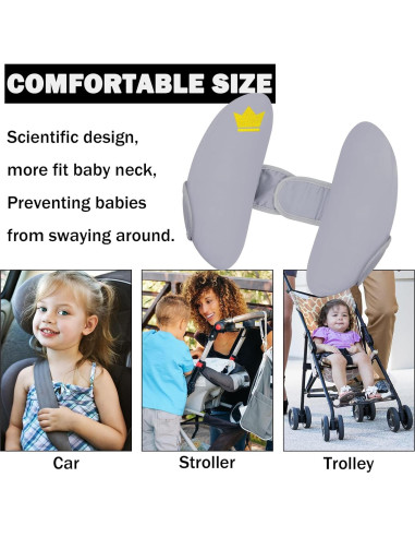 Soporte de Cabeza para Silla de Auto Bebé Gris Ajustable