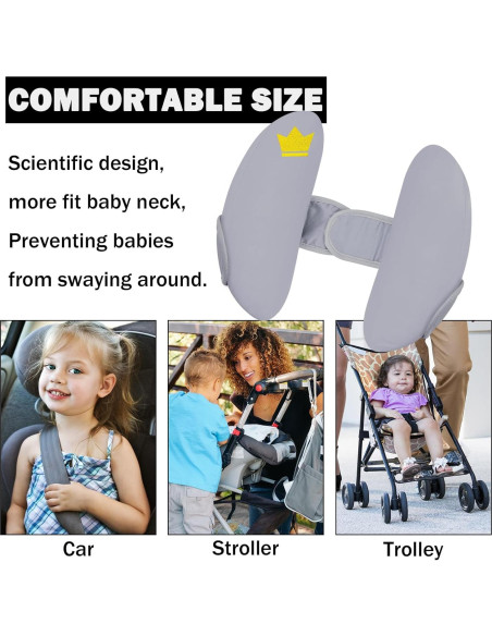 Soporte de Cabeza para Silla de Auto Bebé Gris Ajustable