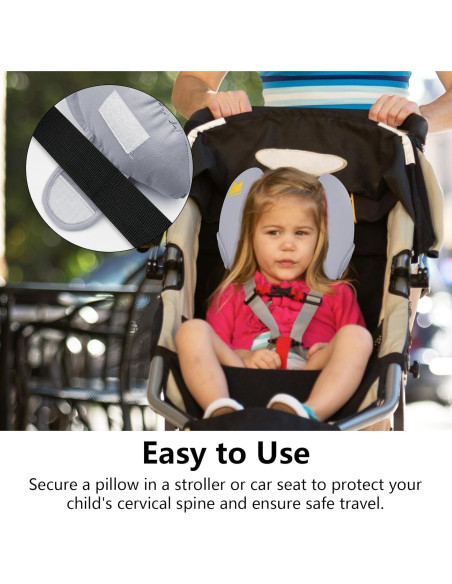 Soporte de Cabeza para Silla de Auto Bebé Gris Ajustable
