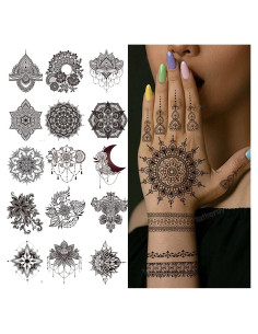 Tatuajes Temporales de Henna HOXIEYA - 20 Hojas Diseño Floral