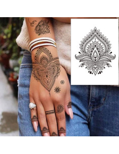 Tatuajes Temporales de Henna HOXIEYA - 20 Hojas Diseño Floral 2