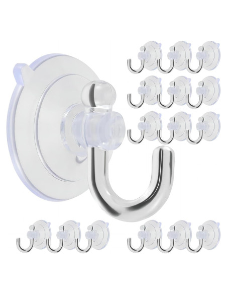 15 Ganchos de Ventosa de Vidrio TUYRYAHR 1.8 kg para Ducha