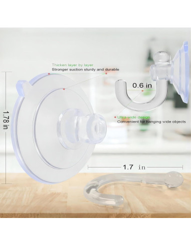 15 Ganchos de Ventosa de Vidrio TUYRYAHR 1.8 kg para Ducha
