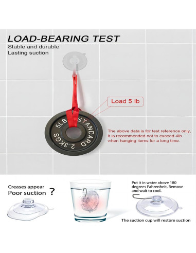 15 Ganchos de Ventosa de Vidrio TUYRYAHR 1.8 kg para Ducha