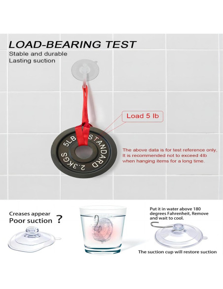 15 Ganchos de Ventosa de Vidrio TUYRYAHR 1.8 kg para Ducha