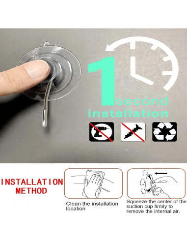 15 Ganchos de Ventosa de Vidrio TUYRYAHR 1.8 kg para Ducha