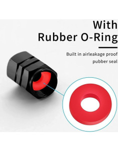 4 Tapones de Válvula de Neumático UBDVBMYZ Metal Negro 2