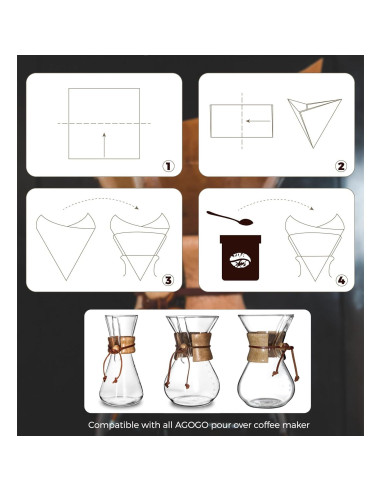 Filtro de café desechable AGOGO 100 unidades natural