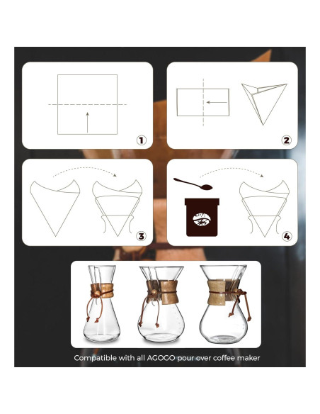 Filtro de café desechable AGOGO 100 unidades natural