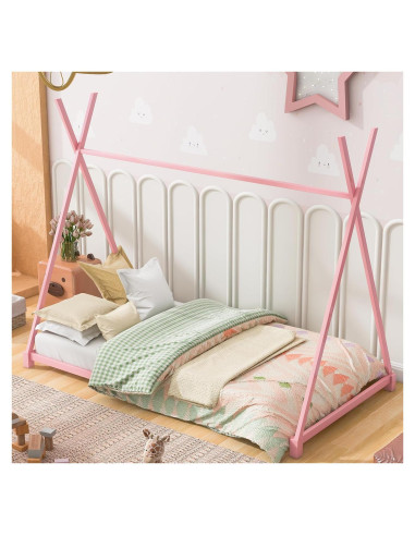 Cama Tienda Twin GM Ultra Rosa Metal Estructura Resistente