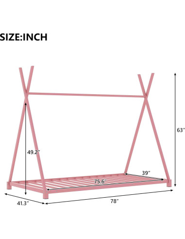 Cama Tienda Twin GM Ultra Rosa Metal Estructura Resistente