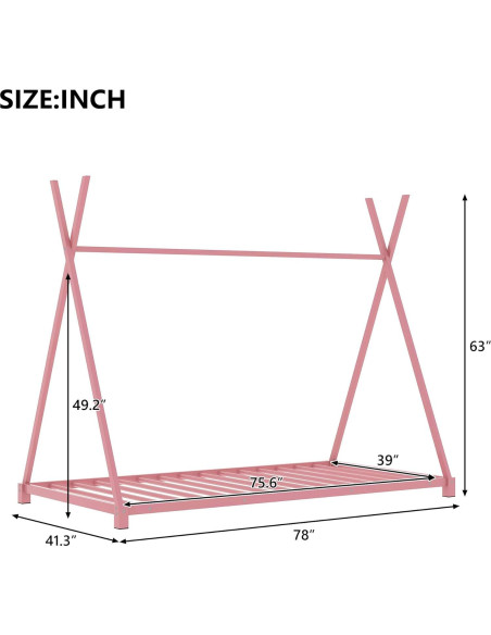 Cama Tienda Twin GM Ultra Rosa Metal Estructura Resistente