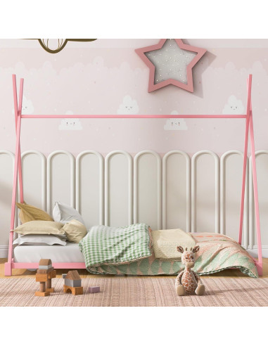 Cama Tienda Twin GM Ultra Rosa Metal Estructura Resistente