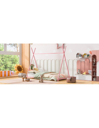 Cama Tienda Twin GM Ultra Rosa Metal Estructura Resistente