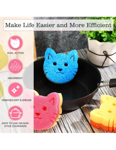 Esponjas de Limpieza Doble Cara FillTouch para Gatos 6 Pcs