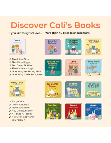 Libro Musical Interactivo Cali's Books - Colores y Rimas 1-3 Años