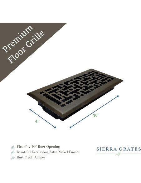 Registro de Piso Oriental 10x25.4 cm Bronce Metálico Sierra Gates