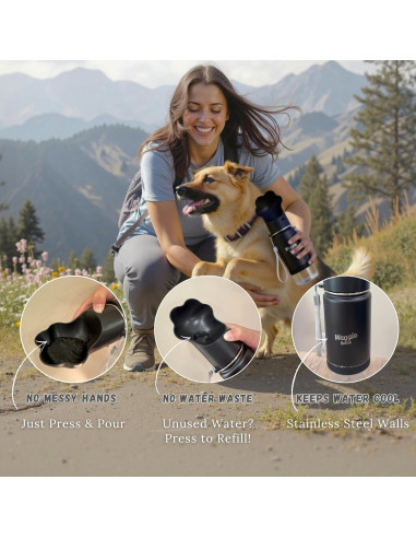Botella de Agua para Perros Waggle 414ml Acero Inoxidable