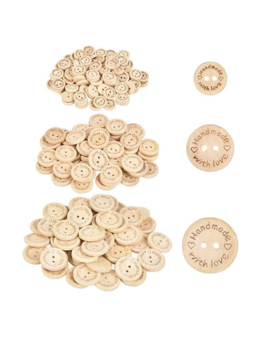 150 Botones de Madera Hechos a Mano FOCCTS 15-20-25mm