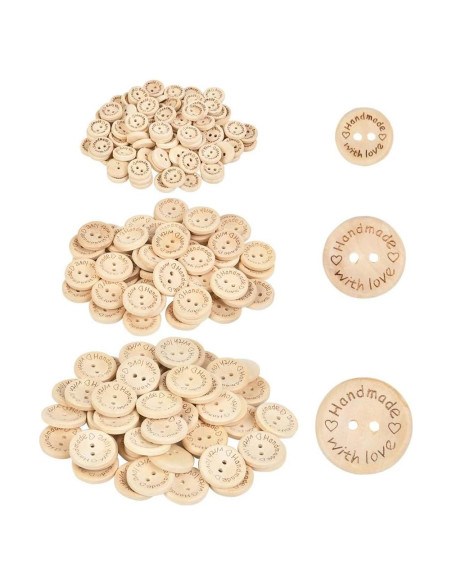 150 Botones de Madera Hechos a Mano FOCCTS 15-20-25mm
