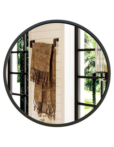 Espejo Redondo Negro Growsun 50.8 cm para Baño y Decoración