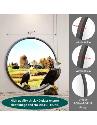 Espejo Redondo Negro Growsun 50.8 cm para Baño y Decoración