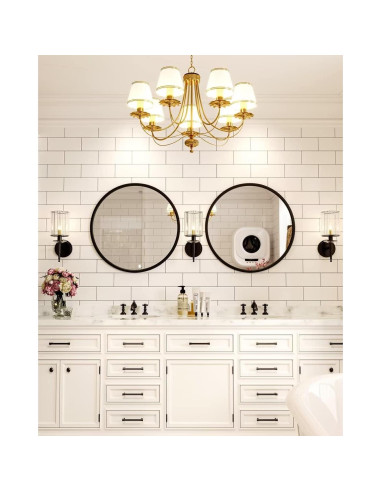 Espejo Redondo Negro Growsun 50.8 cm para Baño y Decoración