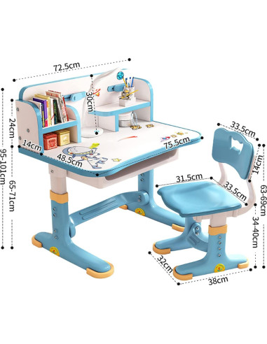 Juego de Escritorio y Silla Ajustable Goodliest para Niños Azul