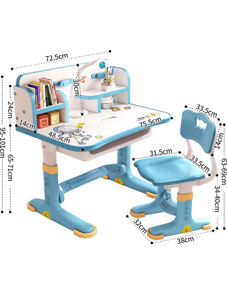 Juego de Escritorio y Silla Ajustable Goodliest para Niños Azul