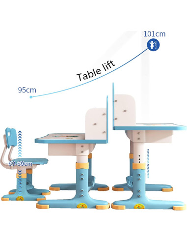 Juego de Escritorio y Silla Ajustable Goodliest para Niños Azul