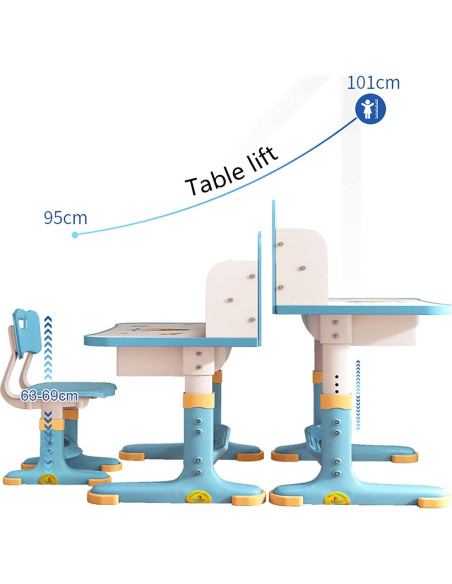 Juego de Escritorio y Silla Ajustable Goodliest para Niños Azul