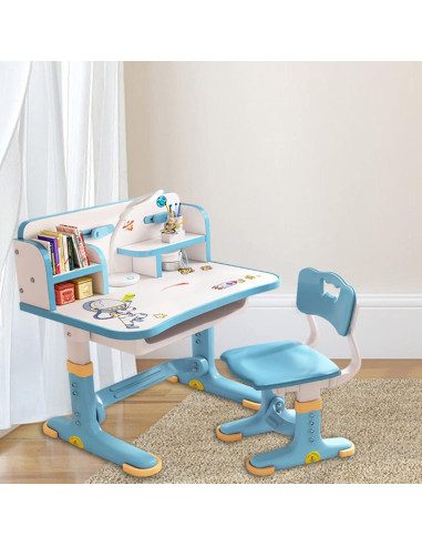Juego de Escritorio y Silla Ajustable Goodliest para Niños Azul