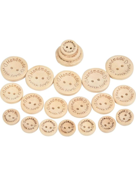 150 Botones de Madera Hechos a Mano FOCCTS 15-20-25mm