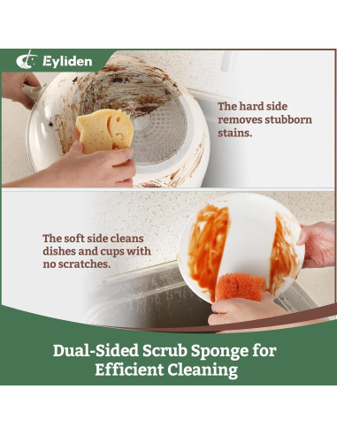 Esponjas de Fregar Eyliden - Paquete de 6, Doble Cara, No Rayante