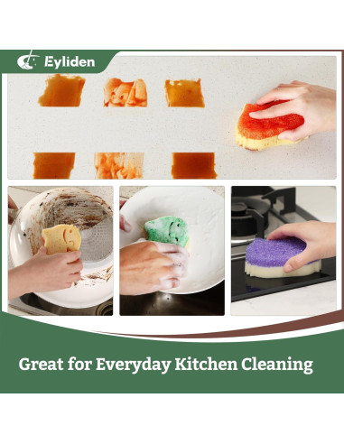 Esponjas de Fregar Eyliden - Paquete de 6, Doble Cara, No Rayante