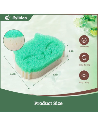 Esponjas de Fregar Eyliden - Paquete de 6, Doble Cara, No Rayante