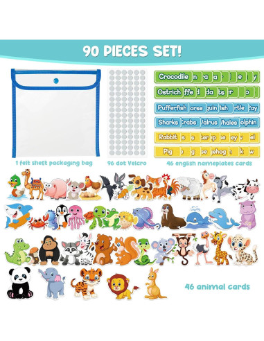 Conjunto de Animales de Fieltro ALSLEA 90 Piezas Educativas