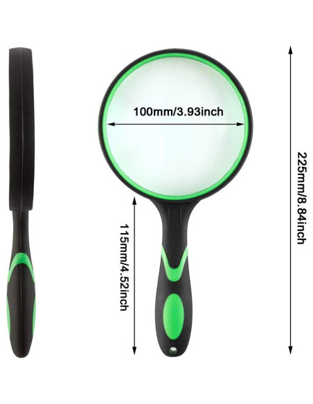 Lupa de Mano Rongon 10X con Lente de Vidrio 100mm Verde