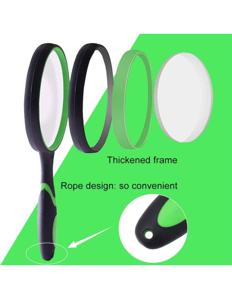 Lupa de Mano Rongon 10X con Lente de Vidrio 100mm Verde