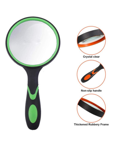 Lupa de Mano Rongon 10X con Lente de Vidrio 100mm Verde