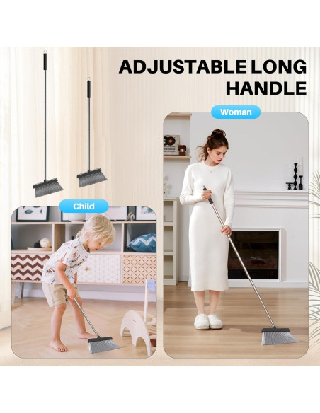 Escoba y Recogedor JOYMOOP Negro 60" (152.4 cm) Cerdas Nylon