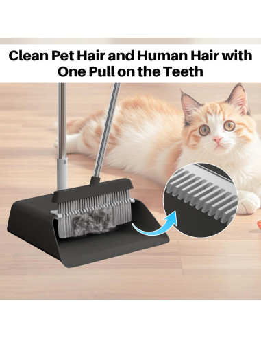 Escoba y Recogedor JOYMOOP Negro 60" (152.4 cm) Cerdas Nylon