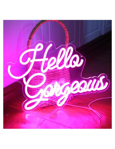 Luz de Neón Rosa Hola Preciosa DAKABUKA 42x28cm Regulable