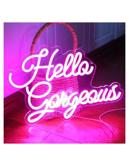 Luz de Neón Rosa Hola Preciosa DAKABUKA 42x28cm Regulable
